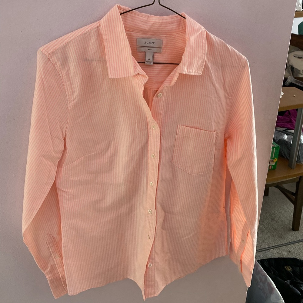 J. Crew Boy Garcon Madewell Button Down striped cotton linen shirt XS S 2 4